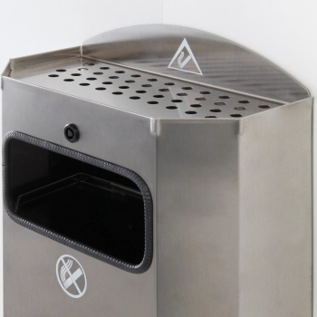  Kosz z ramką na worek na śmieci odpadki naścienny z popielniczką stal nierdzewna 328x164x541mm - zdj. dodatkowe 1