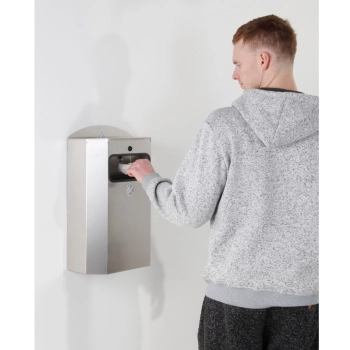  Kosz z ramką na worek na śmieci odpadki naścienny z popielniczką stal nierdzewna 328x164x541mm - zdj. dodatkowe 2