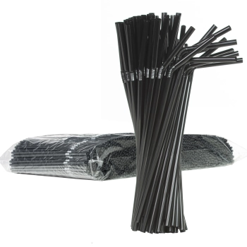 Słomki do napojów łamane 5/210mm - czarne 250szt.