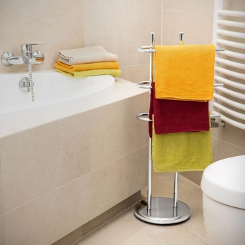  Stojak wieszak na 3 ręczniki wolnostojący podłogowy STAL CHROMOWANA - zdj. dodatkowe 3