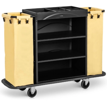  Wózek serwisowy hotelowy do sprzatania 2 worki 3 półki do 150 kg - zdj. dodatkowe 1