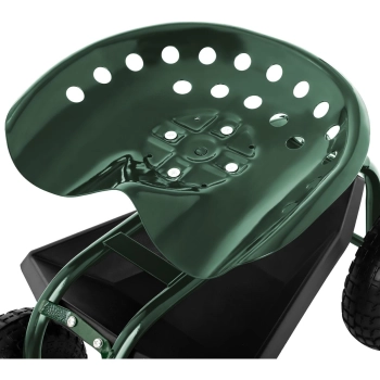  Siedzisko na kółkach do prac ogrodowych zbioru truskawek z półką do 150 kg zielony - zdj. dodatkowe 2