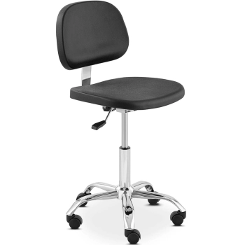  Krzesło robocze warsztatowe z oparciem CHROM do 120 kg 450-585 mm czarne - zdj. dodatkowe 1