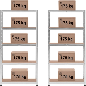  Regał magazynowy metalowy 5 półek 875 kg 90 x 30 x 180 cm szary 2 szt. - zdj. dodatkowe 5