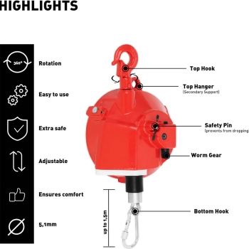  Balanser linkowy sprężynowy odciążnik do narzędzi 22 - 30 kg 1,5 m - zdj. dodatkowe 6
