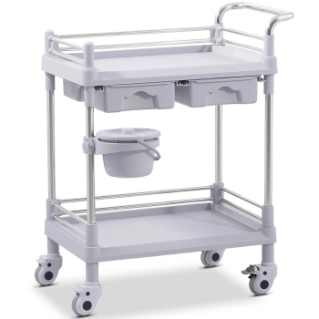  Wózek medyczny zabiegowy laboratoryjny 2 półki 2 szuflady kosz - zdj. dodatkowe 1