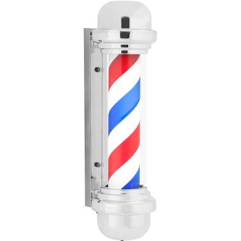  Słupek szyld fryzjerski barberski barber pole obrotowy podświetlany 38 cm - srebrny - zdj. dodatkowe 1