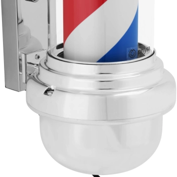 Słupek szyld fryzjerski barberski barber pole obrotowy podświetlany 38 cm - srebrny - zdj. dodatkowe 2