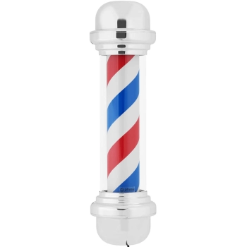  Słupek szyld fryzjerski barberski barber pole obrotowy podświetlany 38 cm - srebrny - zdj. dodatkowe 4