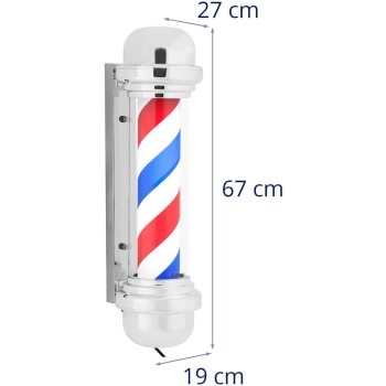  Słupek szyld fryzjerski barberski barber pole obrotowy podświetlany 38 cm - srebrny - zdj. dodatkowe 6
