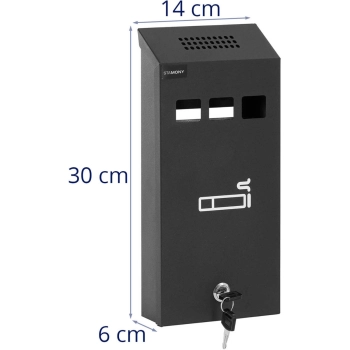  Popielniczka ścienna z wyjmowanym pojemnikiem zamykana na klucz 30 x 14 x 6 cm - zdj. dodatkowe 5