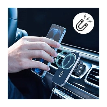  Samochodowy uchwyt magnetyczny + indukcyjna ładowarka Qi 15W czarny - zdj. dodatkowe 10