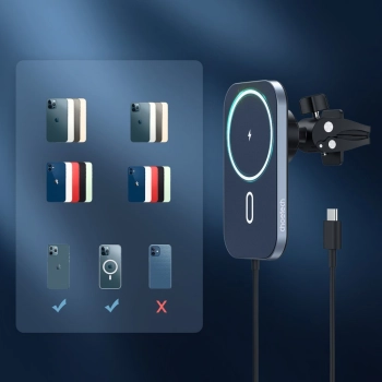  Samochodowy uchwyt magnetyczny + indukcyjna ładowarka Qi 15W czarny - zdj. dodatkowe 3