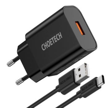  Szybka ładowarka sieciowa QuickCharge 3.0 18W 3A + kabel USB 1m czarny - zdj. dodatkowe 1