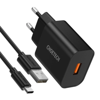  Szybka ładowarka sieciowa QuickCharge 3.0 18W 3A + kabel USB 1m czarny - zdj. dodatkowe 2