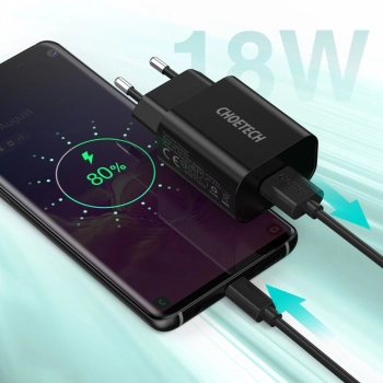  Szybka ładowarka sieciowa QuickCharge 3.0 18W 3A + kabel USB 1m czarny - zdj. dodatkowe 7
