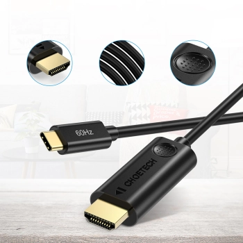  Kabel adapter przejściówka z USB Typ C - HDMI 2.0 4K 60Hz 1.8m czarny - zdj. dodatkowe 7