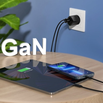  Szybka ładowarka sieciowa GaN USB Typ C PD QC 33W czarna - zdj. dodatkowe 8