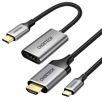  Przejściówka HUB USB Typ C - HDMI 2.0 + kabel HDMI 2m szary - zdj. dodatkowe 1