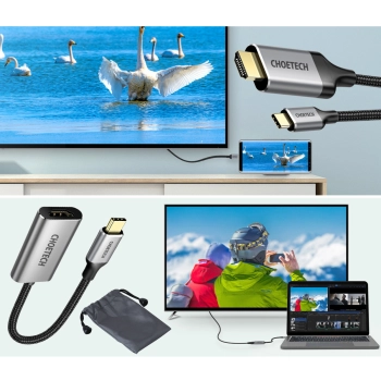  Przejściówka HUB USB Typ C - HDMI 2.0 + kabel HDMI 2m szary - zdj. dodatkowe 2