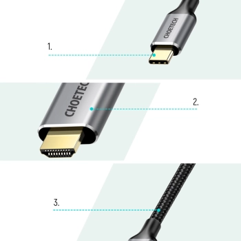  Przejściówka HUB USB Typ C - HDMI 2.0 + kabel HDMI 2m szary - zdj. dodatkowe 6