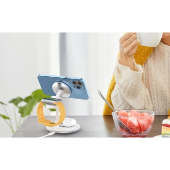  Ładowarka bezprzewodowa indukcyjna ze stojakiem do iPhone Apple Watch AirPods biały - zdj. dodatkowe 5