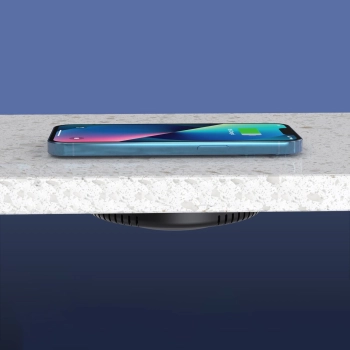  Ładowarka indukcyjna podblatowa 10W + ładowarka EU z kablem zasilającym czarna - zdj. dodatkowe 6