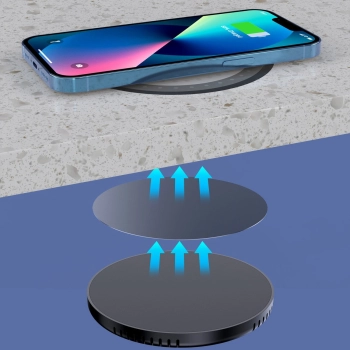  Ładowarka indukcyjna podblatowa 10W + ładowarka EU z kablem zasilającym czarna - zdj. dodatkowe 7