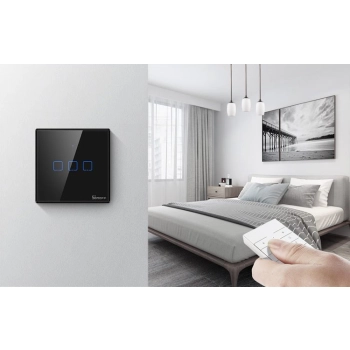  Dotykowy włącznik światła przełącznik przycisk WiFi 433 MHz RF czarny T3EU1C-TX - zdj. dodatkowe 6
