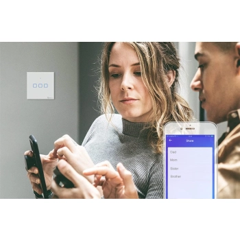  Trzykanałowy dotykowy włącznik światła przełącznik przycisk WiFi 433 MHz RF czarny T3EU3C-TX - zdj. dodatkowe 7