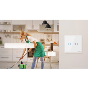  Trzykanałowy dotykowy włącznik światła przełącznik przycisk WiFi 433 MHz RF czarny T3EU3C-TX - zdj. dodatkowe 8