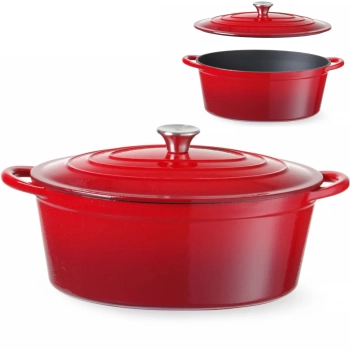 Garnek żeliwny emaliowany 6,88 l czerwony - Hendi 626825