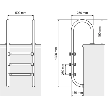  Drabinka do basenu ze stali nierdzewnej 3 stopnie 1320 mm - zdj. dodatkowe 6