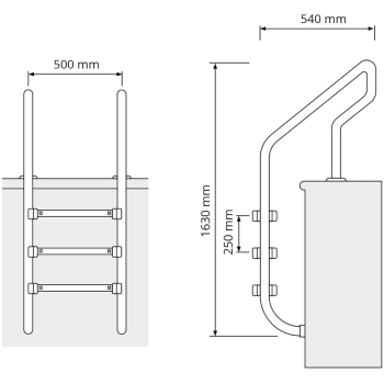  Drabinka do basenu ze stali nierdzewnej 3 stopnie 1600 mm - zdj. dodatkowe 6