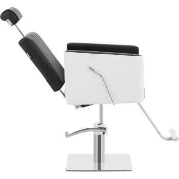  Fotel fryzjerski barberski kosmetyczny z podnóżkiem wys. 47-63 cm czarno - biały - zdj. dodatkowe 5