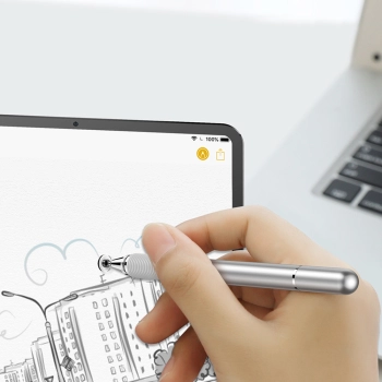  Dwustronny pojemnościowy rysik disc stylus + żelopis długopis srebrny - zdj. dodatkowe 6