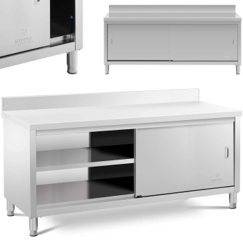 Stół blat roboczy przyścienny z szafką i rantem drzwi suwane 200 x 70 cm