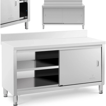 Stół blat roboczy przyścienny z szafką i rantem drzwi suwane 150 x 60 cm