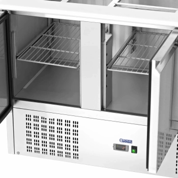  Stół chłodniczy sałatkowy 3-drzwiowy z nadstawą szklaną 8x GN 368 l - zdj. dodatkowe 5