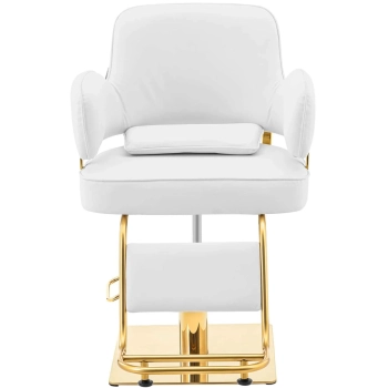  Fotel fryzjerski barberski kosmetyczny z podnóżkiem Physa OSSETT - biały ze złotem - zdj. dodatkowe 5