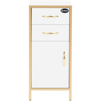  Szafka kosmetyczna fryzjerska 1 szafka 2 szuflady 30 x 35 x 80 cm - biało złota - zdj. dodatkowe 4