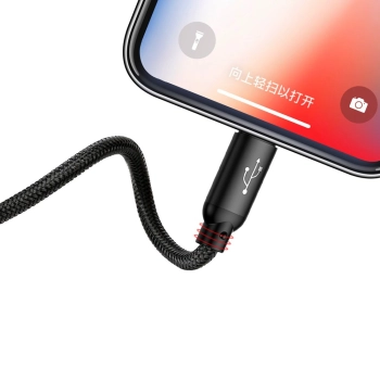  Wytrzymały przewód kabel 3w1 USB microUSB Iphone Lightning USB-C 3.5A 1.2M czarny - zdj. dodatkowe 3