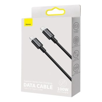  Superior kabel przewód USB-C USB-C Quick Charge FCP 100W 5A 20V 1m czarny - zdj. dodatkowe 4
