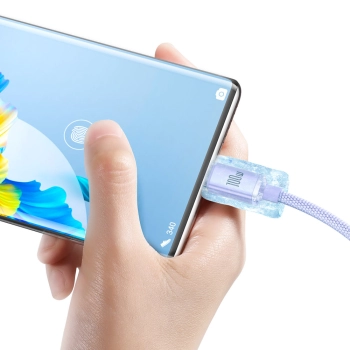  Kabel przewód do szybkiego ładowania i transferu danych USB USB-C 100W 1.2m fioletowy - zdj. dodatkowe 2