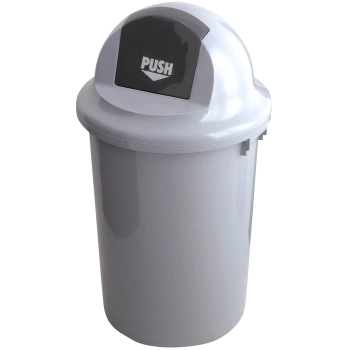 Pojemnik kosz na śmieci z uchylną klapką PUSH szary 60L