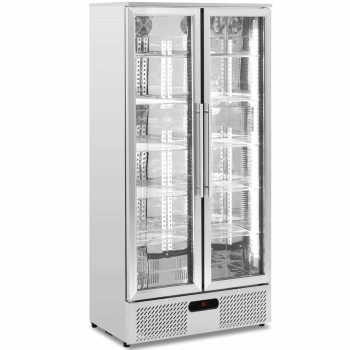  Lodówka chłodziarka barowa na napoje 2-drzwiowa przeszklona 458 l 295 W - srebrna - zdj. dodatkowe 1