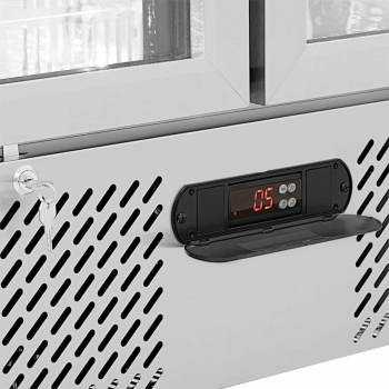  Lodówka chłodziarka barowa na napoje 2-drzwiowa przeszklona 458 l 295 W - srebrna - zdj. dodatkowe 2