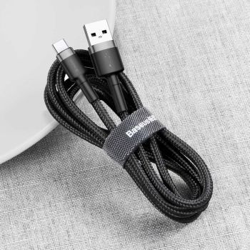  Wytrzymały kabel przewód w oplocie USB do USB-C QC3 0.5m - czarno-szary - zdj. dodatkowe 3
