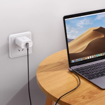  Kabel przewód kątowy z bocznym wtykiem USB-C na USB-C Quick Charge 1m - szary - zdj. dodatkowe 6