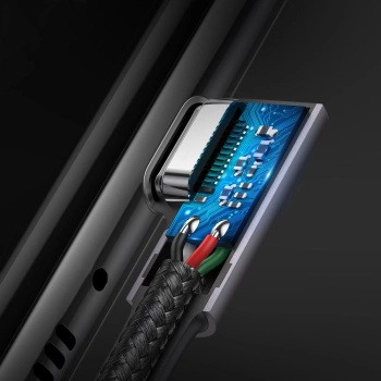  Kabel przewód kątowy z bocznym wtykiem USB-C na USB-C Quick Charge 1m - szary - zdj. dodatkowe 7